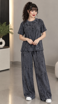 ست لباس و شلوار نخی گیاهی 9030 گل پرپرک